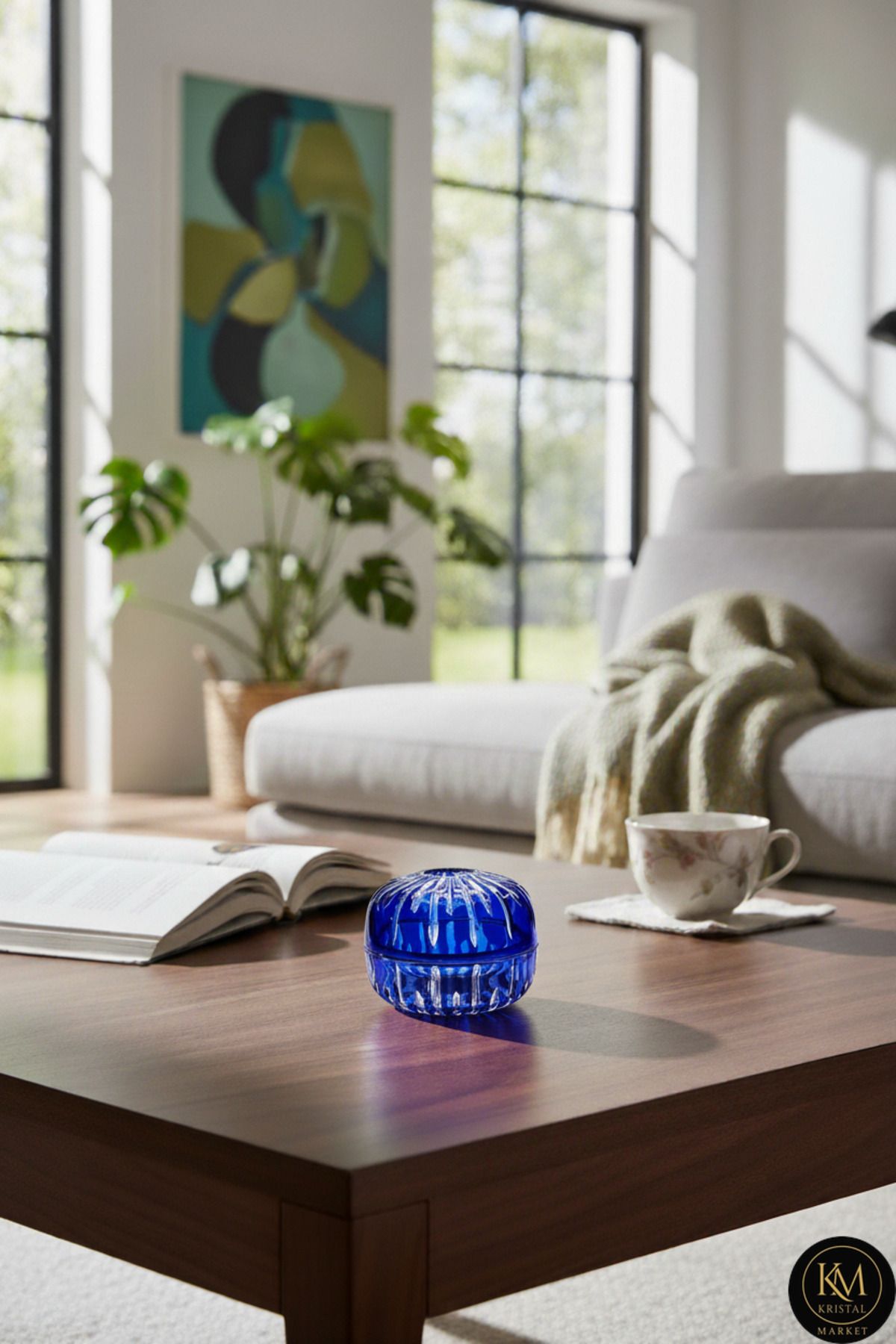 El Yapımı Kristal Vicente Desenli Dekoratif Sunumluk Kapaklı Peçetelik Mumluk Ürün ana görseli