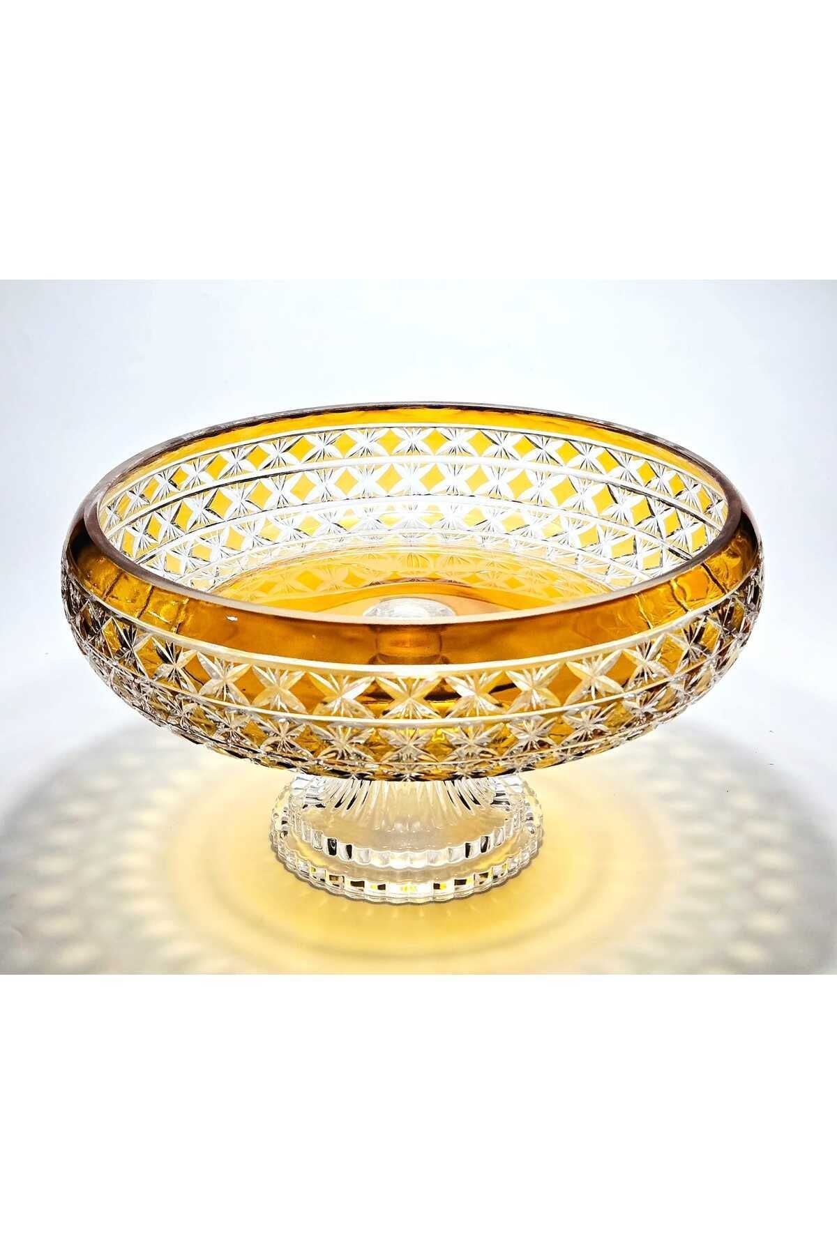 El Yapımı Kristal Desenli 28 Cm Dekoratif Sunumluk Sofra Sunum Kasesi