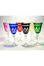 El Yapımı Kristal River Çift Renk Dekoratif Sunumluk Kadeh Seti 6'lı