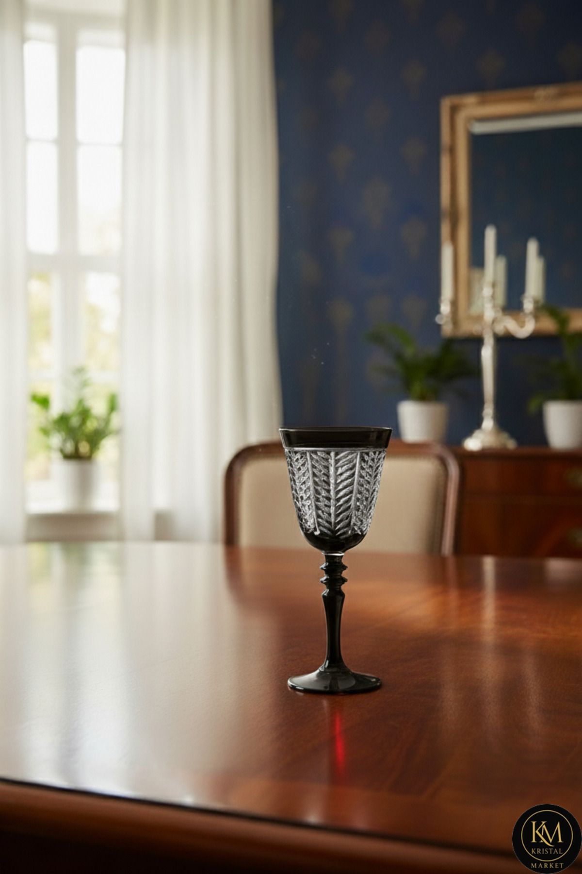 YAPRAK DESENLİ AYAKLI LÜKS BARDAK