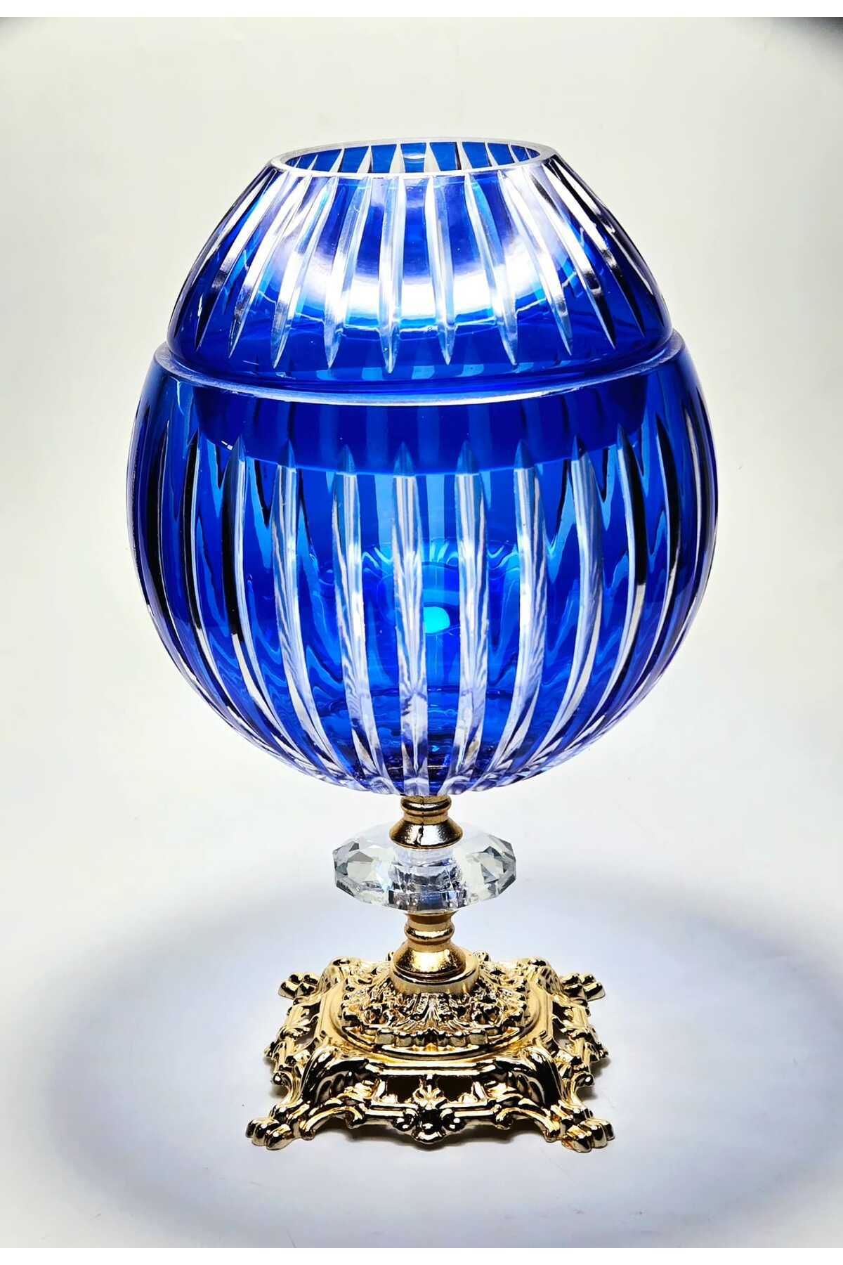 El Yapımı Kesme Kristal Vertical Desen Dekoratif Sunumluk Kapaklı Peçetelik Mumluk