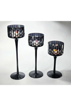 El Yapımı Kristal Damla Desen Dekoratif Mumluk Set 3'lü