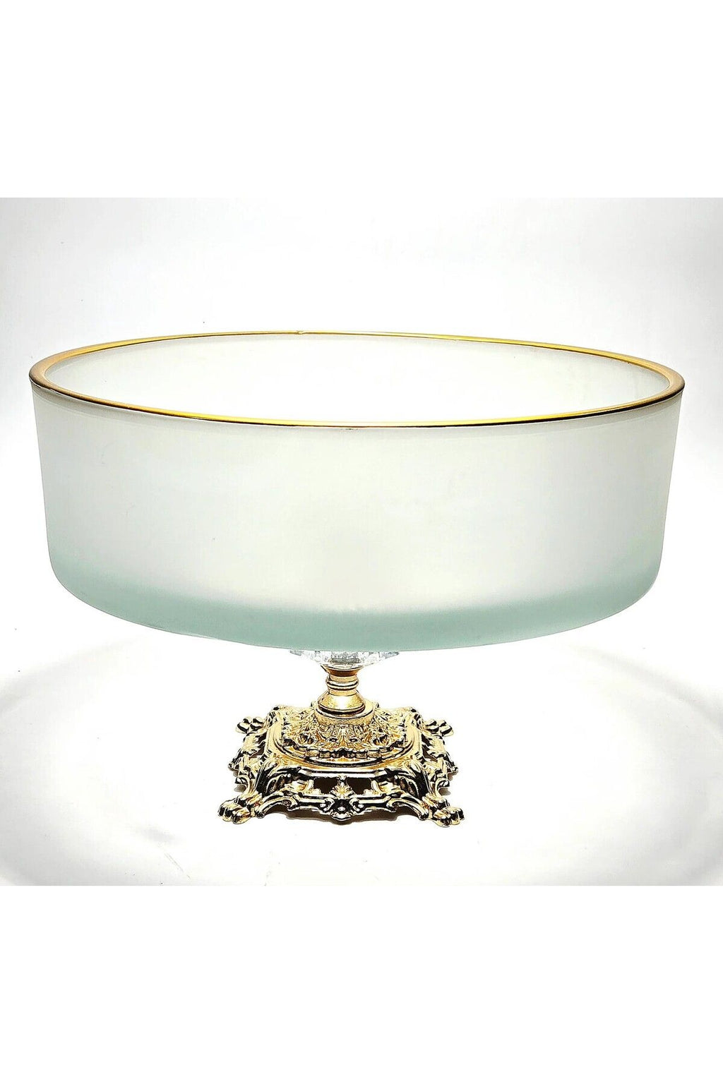 El Yapımı Kristal Gold Detay Mat Dekoratif Ayaklı Sunumluk Kase