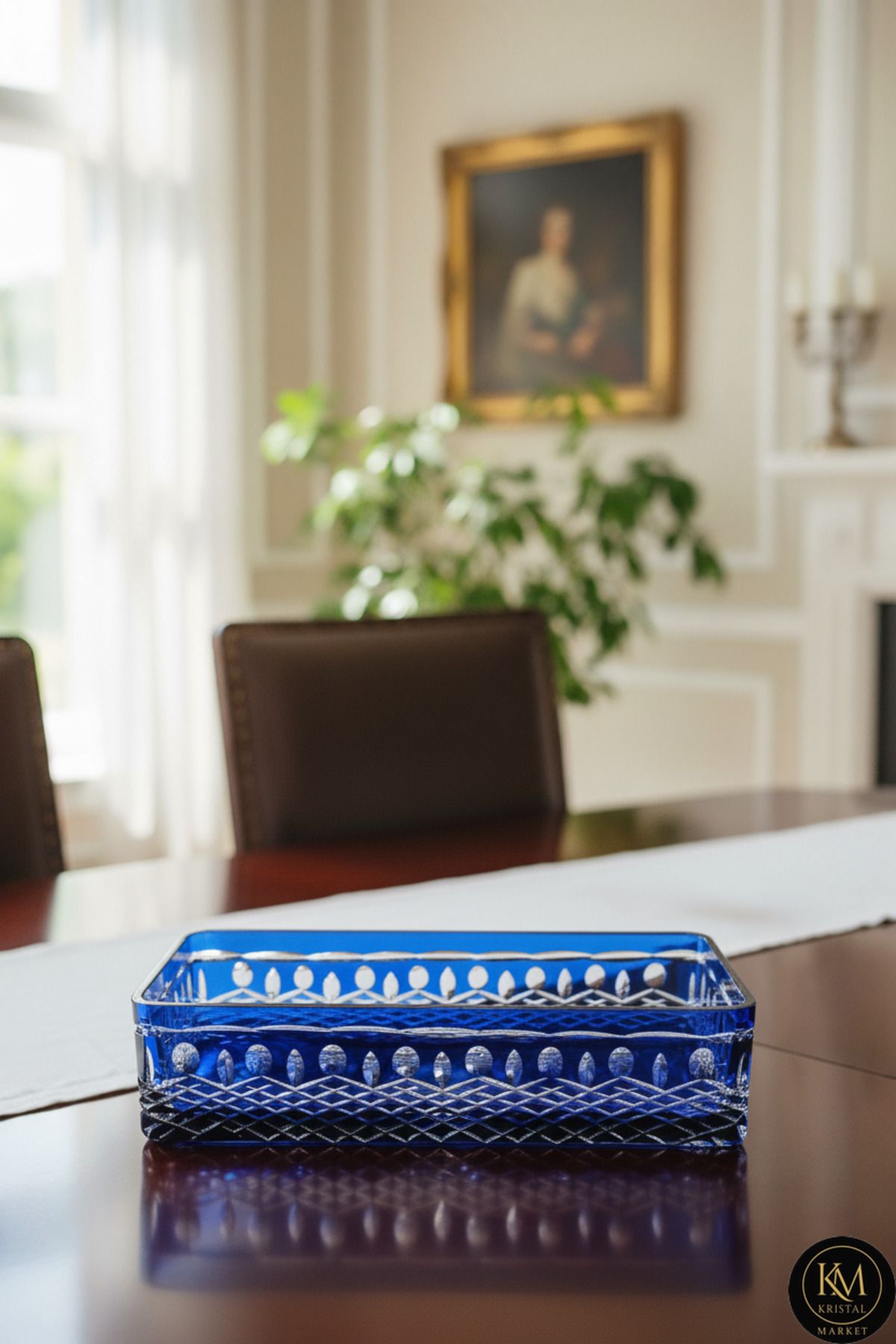 El Yapımı Kristal Royal Desenli Baton Dekoratif Sunumluk Sofra Sunum Kasesi Ürün ana görseli