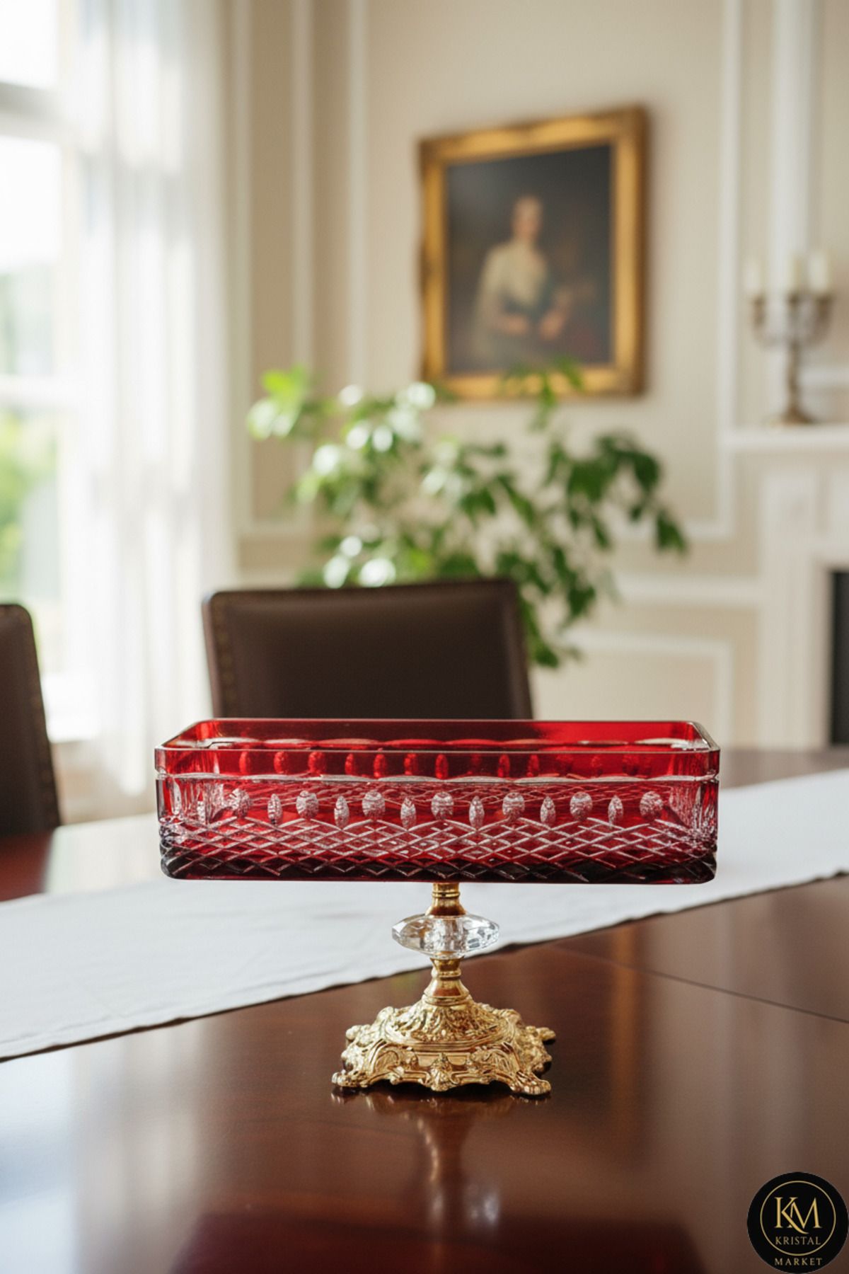 El Yapımı Kristal Royal Desenli Baton Dekoratif Sunumluk Sofra Sunum Kasesi Ürün ana görseli