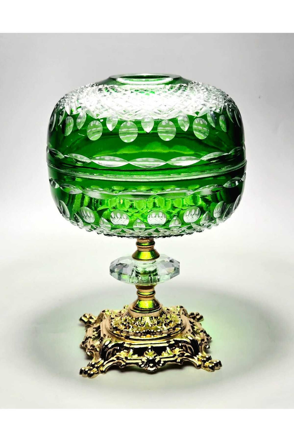 El Yapımı Kesme Kristal Royal Desen Dekoratif Sunumluk Kapalı Peçetelik Mumluk