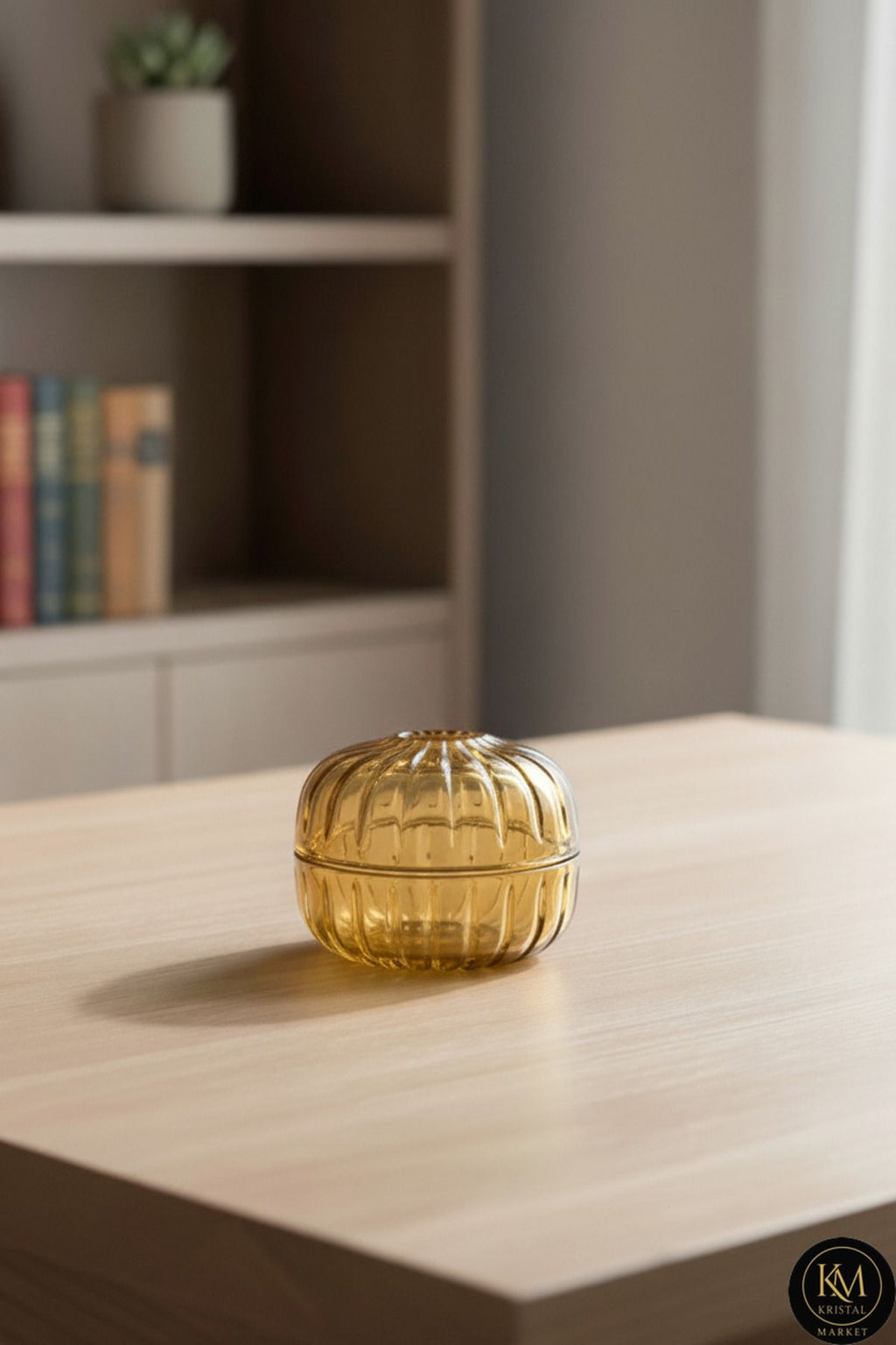 El Yapımı Kristal Vertical Desenli Dekoratif Sunumluk Kapaklı Peçetelik Mumluk