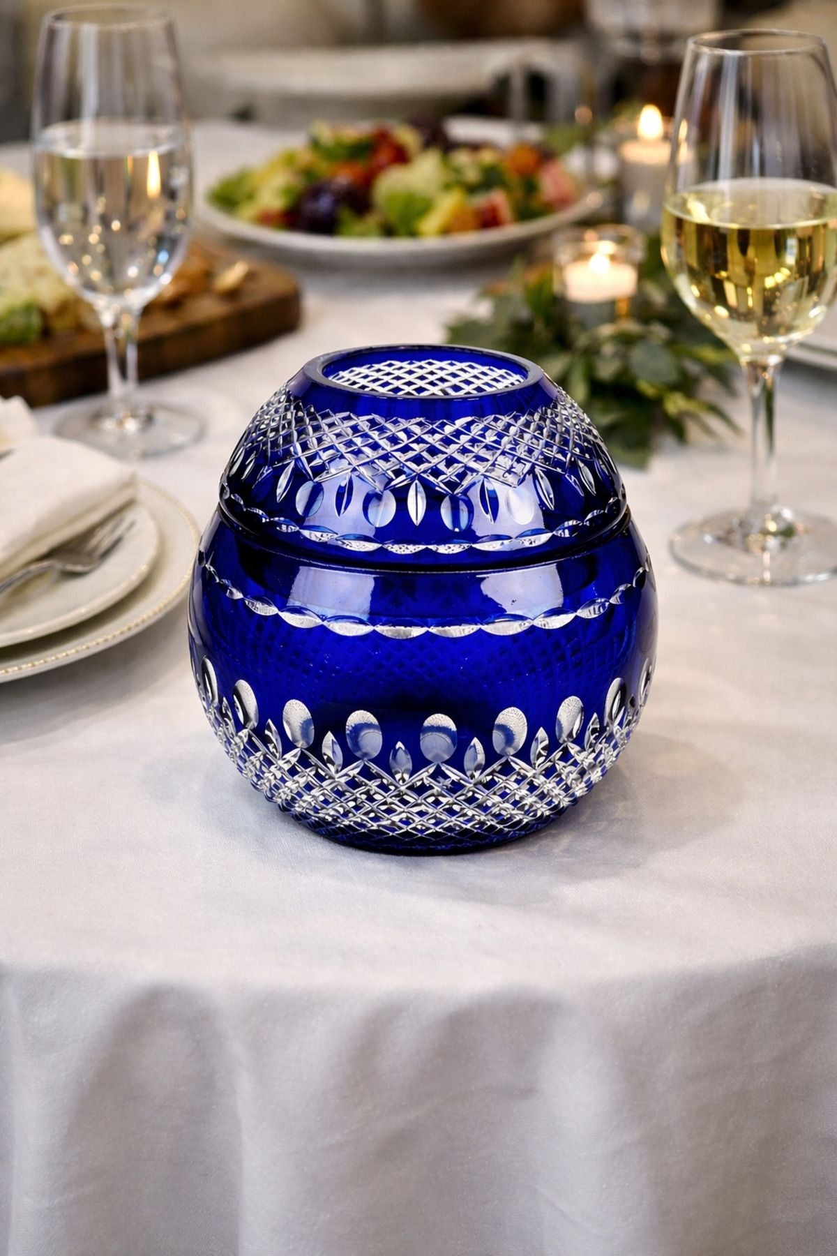 El İşçiliği Kesme kristal Üzüm Desen Büyük Kapaklı Peçetelik Mumluk Ürün ikincil görseli