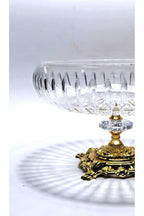 El Yapımı Kristal Vertical Desenli 28-22-16 Cm Dekoratif Sunumluk Ayaklı Kase Set 3'lü