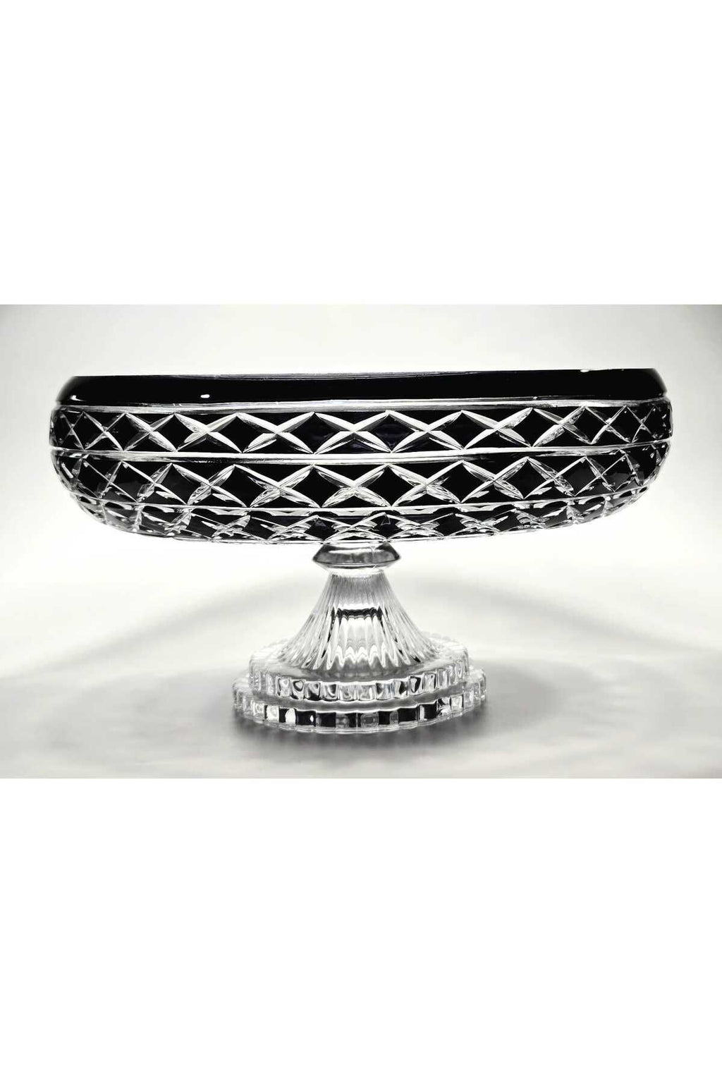 El Yapımı Kesme Kristal Bodrum Oval Desen 28 Cm Dekoratif Sunumluk Sofra Sunum Kasesi