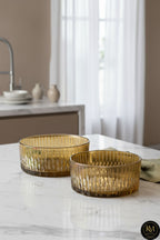 El Yapımı Kristal Desenli Damla Lüks Dekoratif Sunumluk Kase Set 2'li