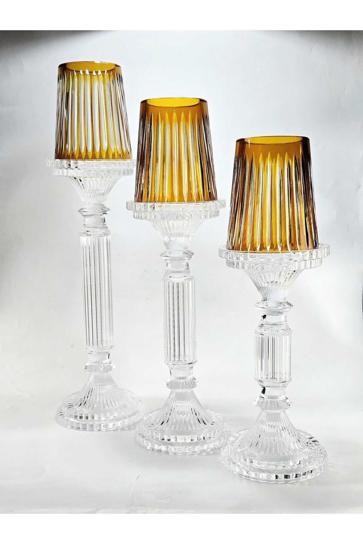 El Yapımı Kristal Dekoratif Mumluk Set 3'lü Ürün ana görseli