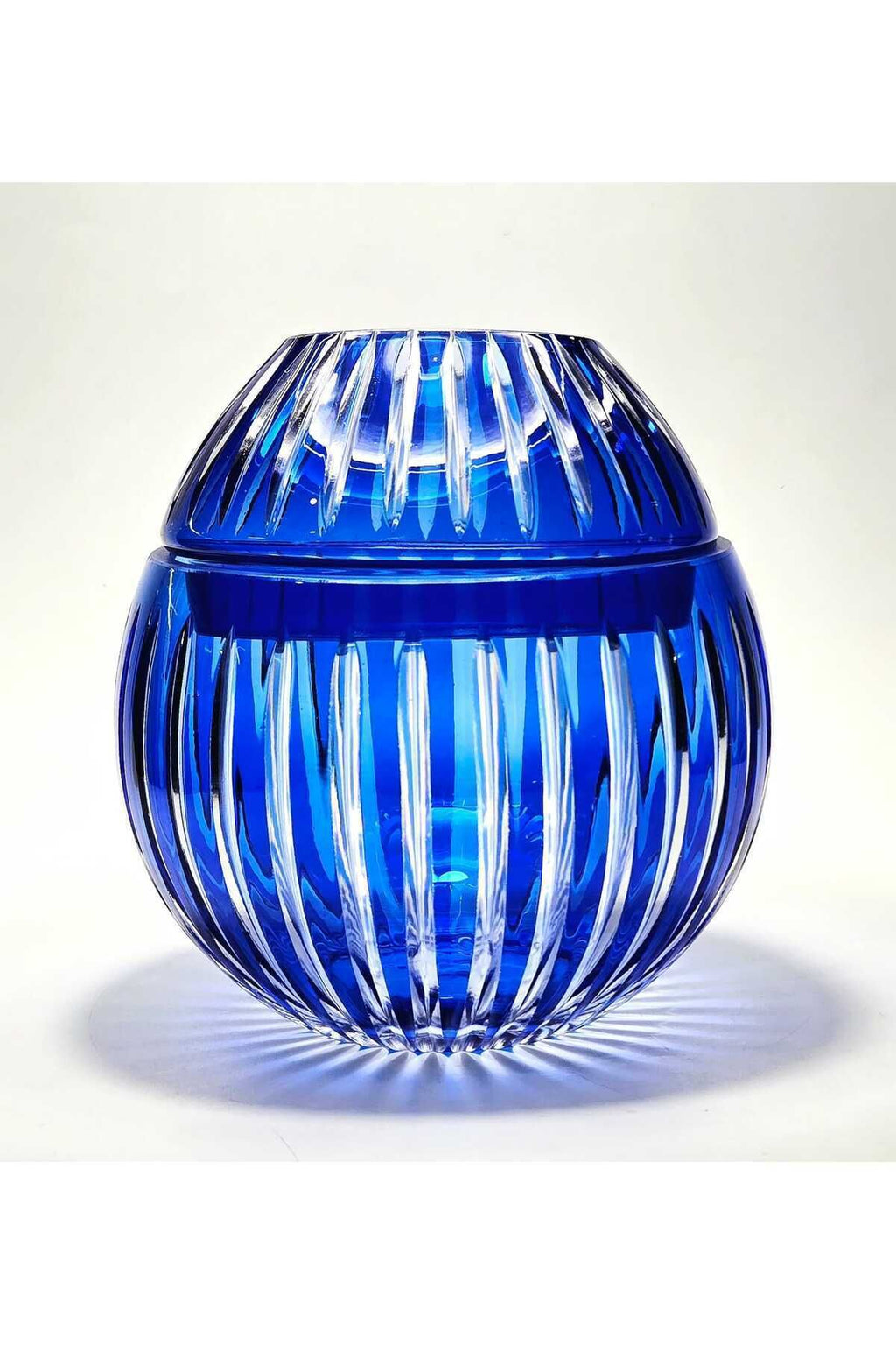 El Yapımı Kesme Kristal Vertical Desen Dekoratif Sunumluk Kapaklı Peçetelik Mumluk