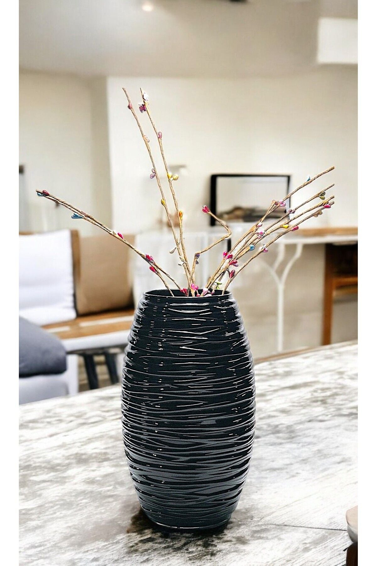 DEKORATİF MODERN CAM VAZO Ürün ikincil görseli