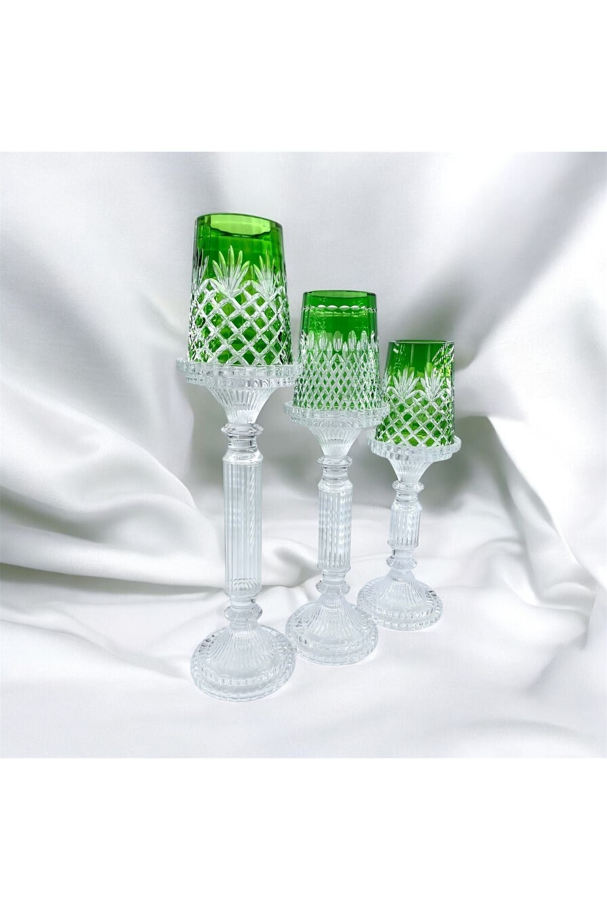 3’lü Kristal Renkli Şamdan Seti Ürün ikincil görseli