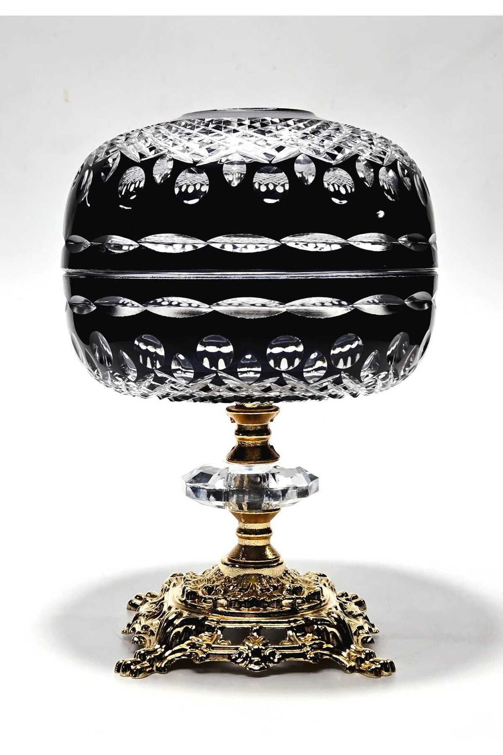 El Yapımı Kesme Kristal Royal Desen Dekoratif Sunumluk Kapalı Peçetelik Mumluk