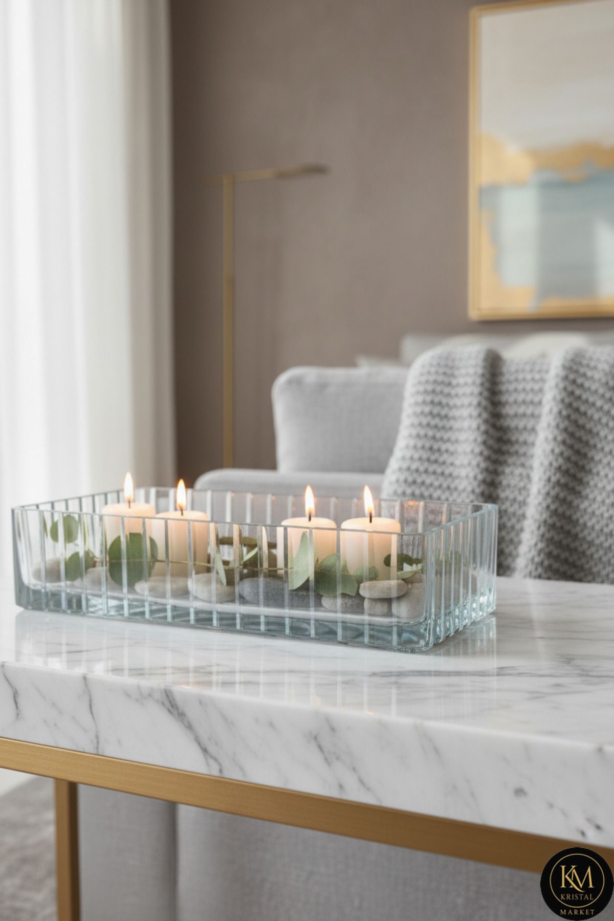 El Yapımı Kristal Vertical Kesim Batom Dekoratif Sunumluk Kase