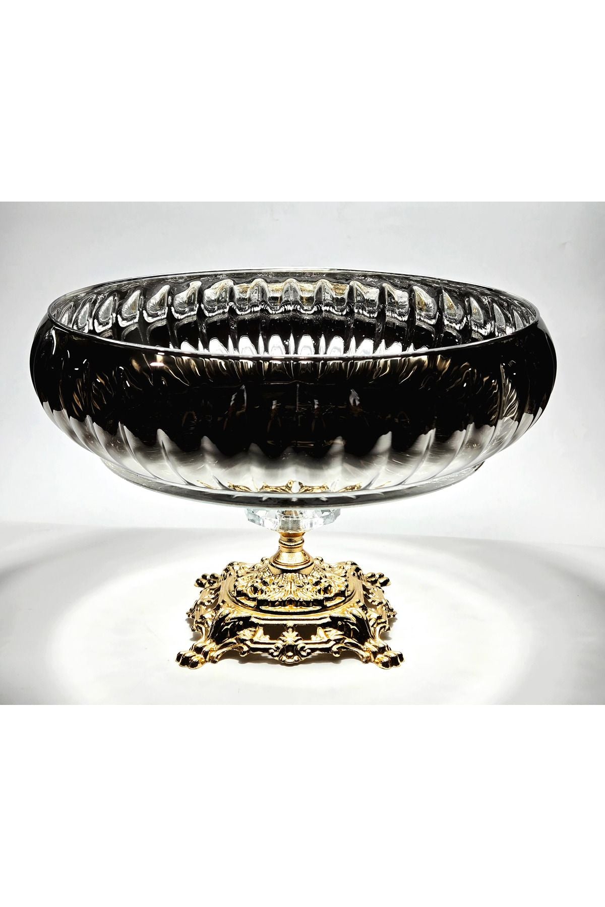 El Yapımı Titanyum Kaplama Silver Dekoratif Sunumluk Meyvelik Kase