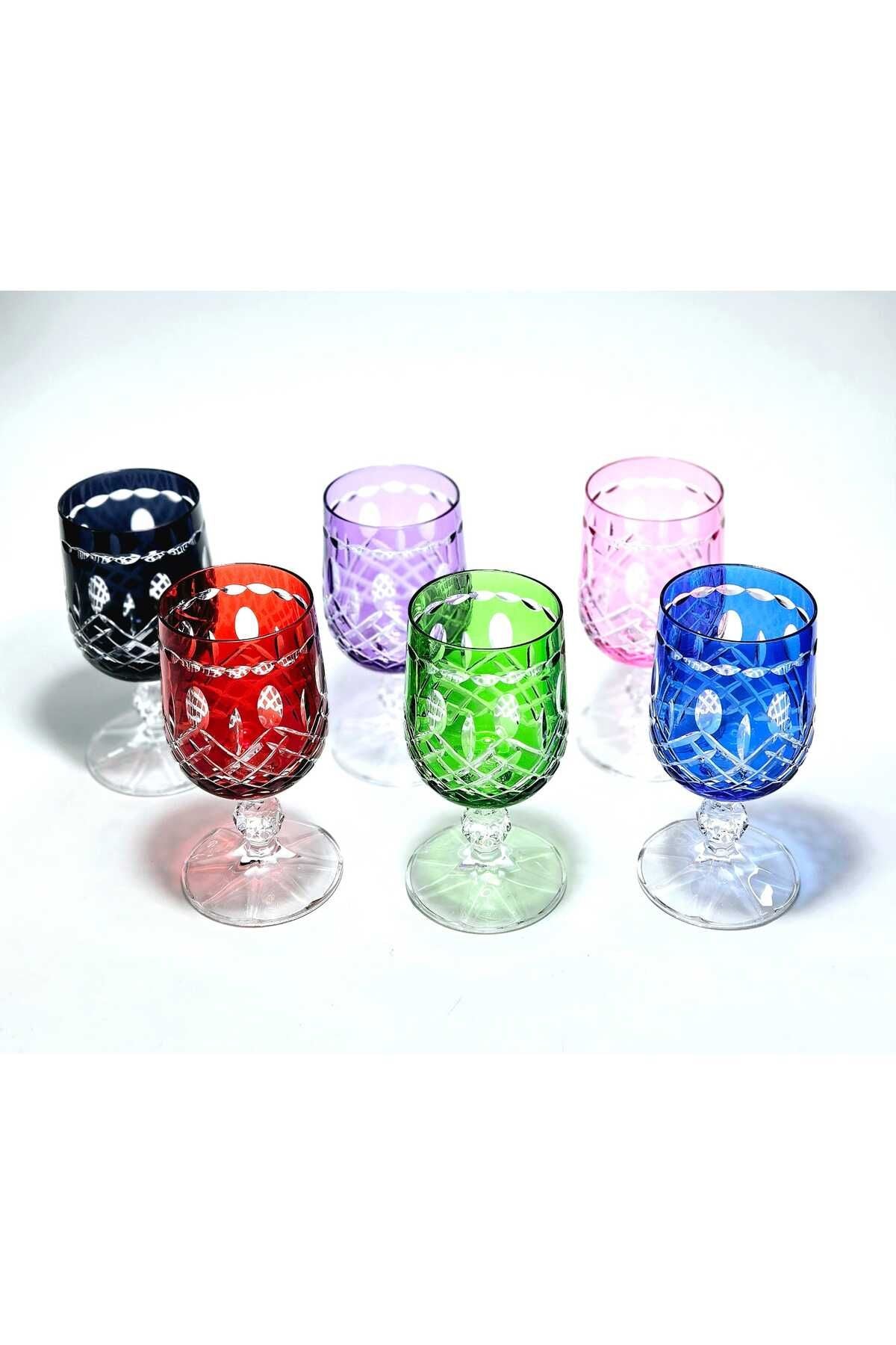 El Yapımı Kristal Bohemia Dekor Petek Kahve Yanı Bardak Likör Takımı
