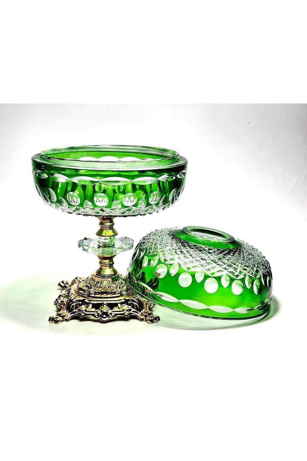 El Yapımı Kesme Kristal Royal Desen Dekoratif Sunumluk Kapalı Peçetelik Mumluk