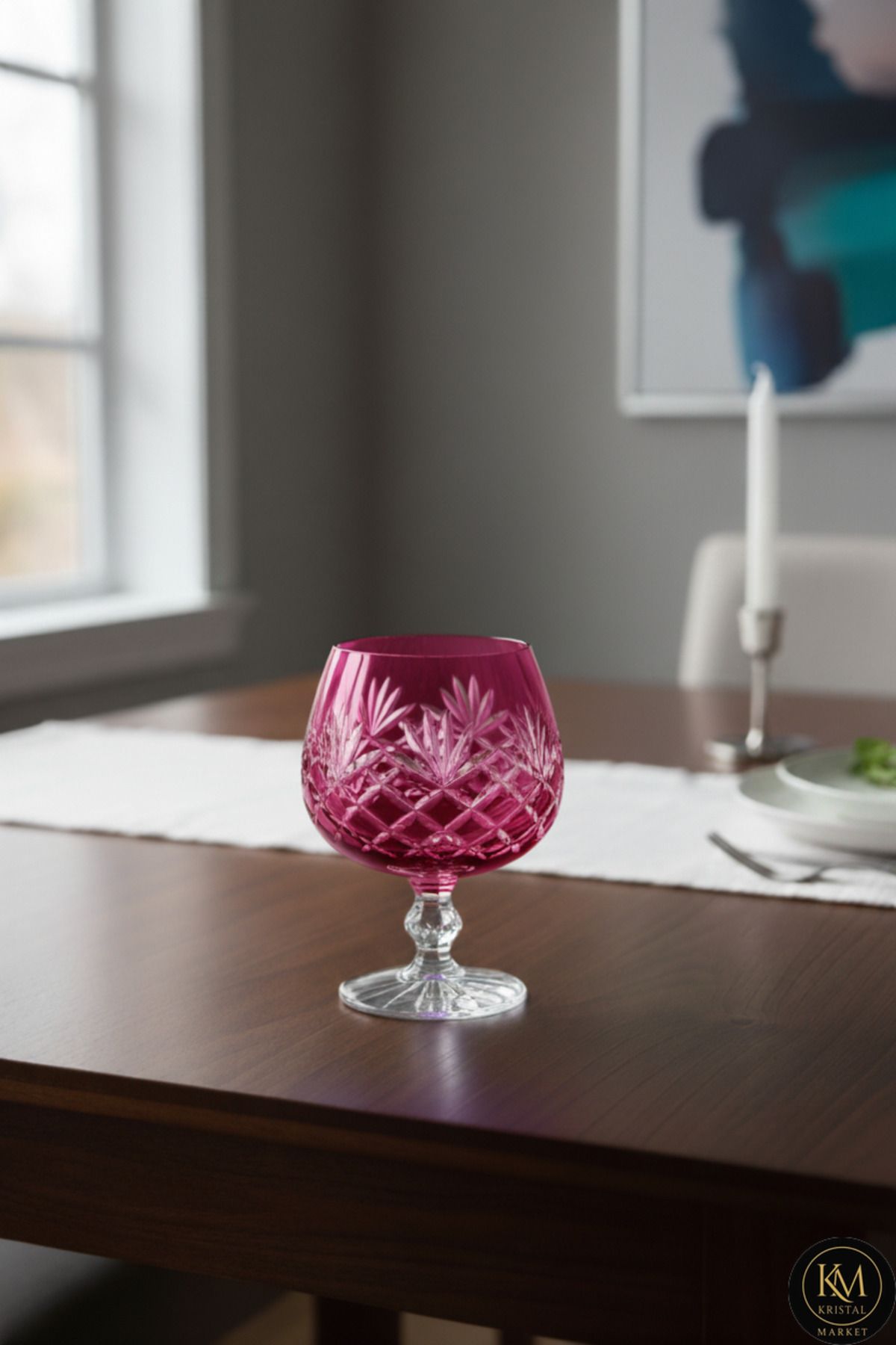 Bohemia Kristal Renkli Kristal Ayaklı Kahve Yanı Su Bardağı 250ml. Ürün ana görseli