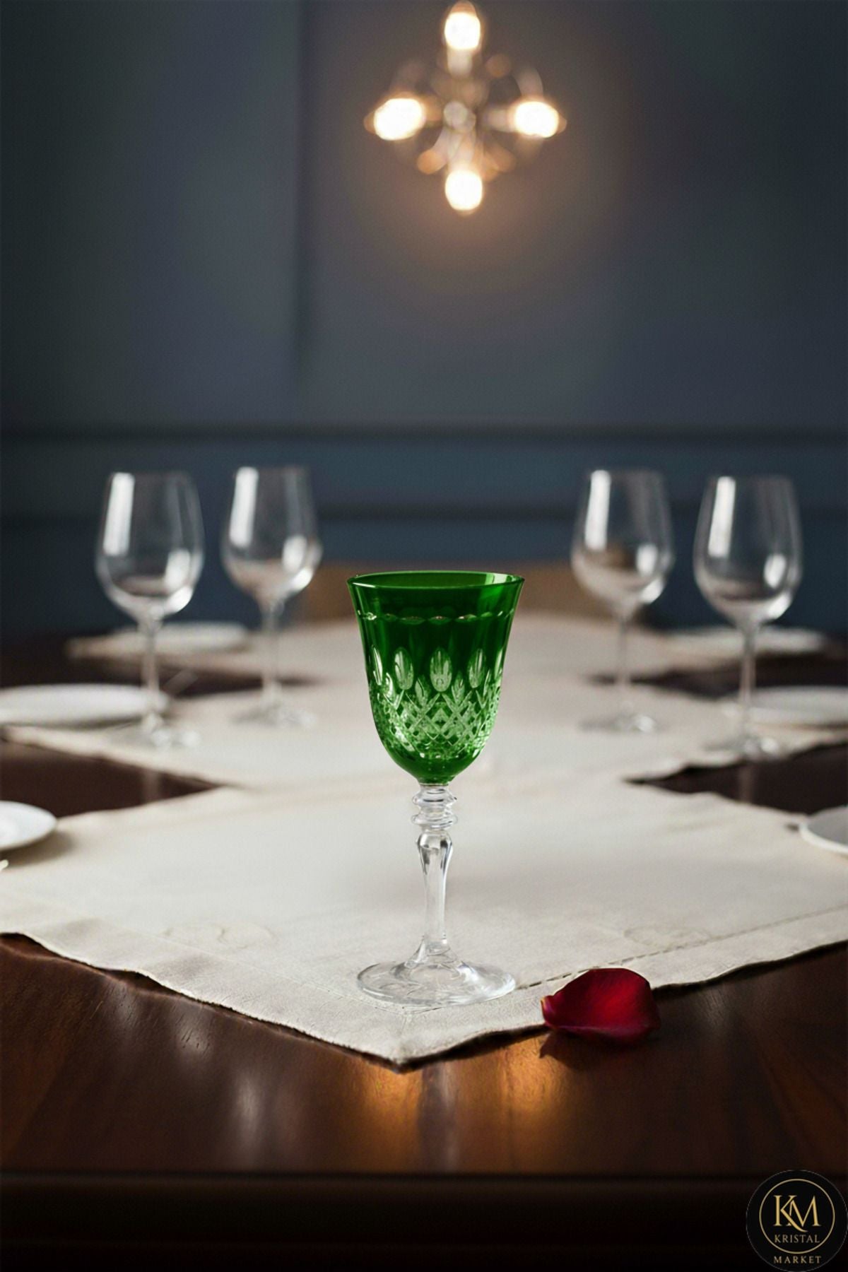 El Yapımı Kristal Damla Renkli Lüks Ayaklı Kadeh Su Bardağı şarap Ürün ana görseli