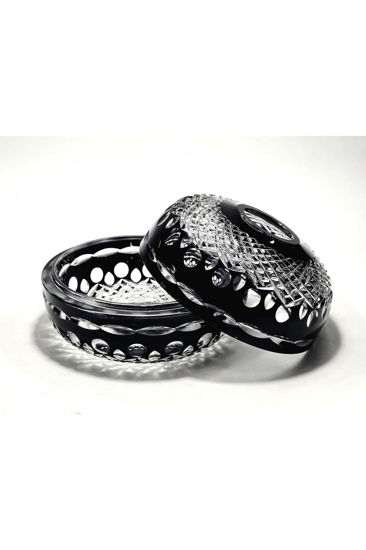 El Yapımı Kesme Kristal Royal Desen Dekoratif Sunumluk Kapalı Peçetelik Mumluk Ürün ikincil görseli