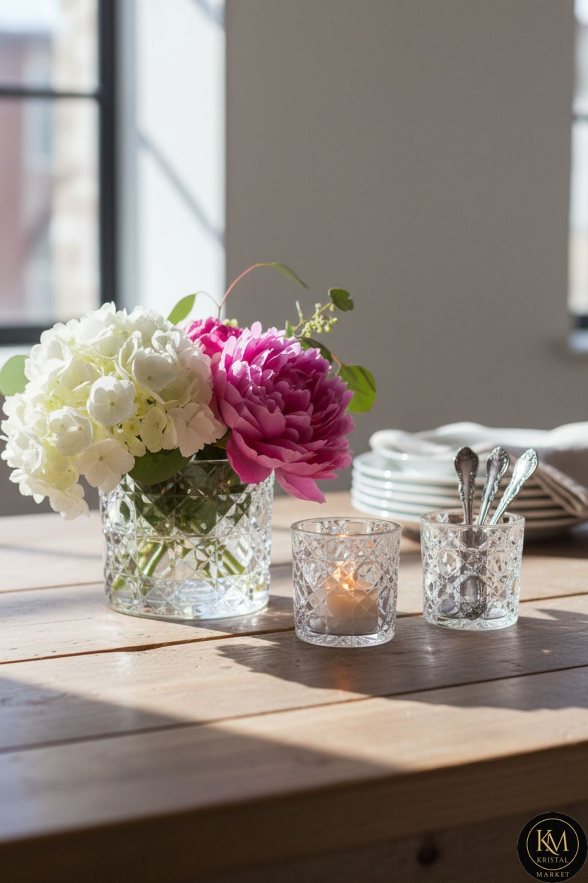 El Yapımı Kristal Mumluk Takımı 3'lü