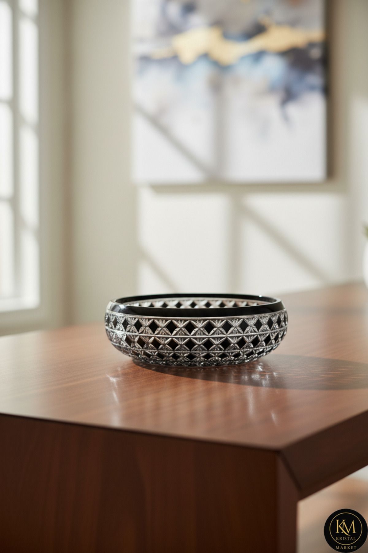 El Yapımı Kristal Desenli 28 Cm Dekoratif Sunumluk Sofra Sunum Kasesi Ürün ana görseli