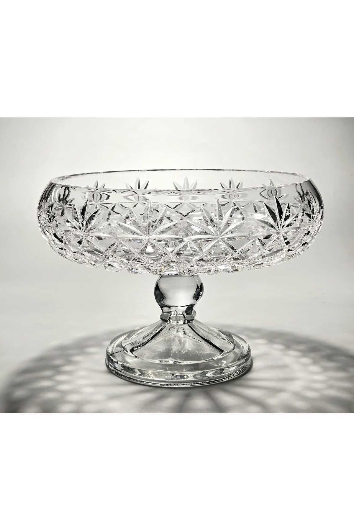 El Yapımı Kristal Palm Desenli 28 Cm Dekoratif Sunumluk Kase