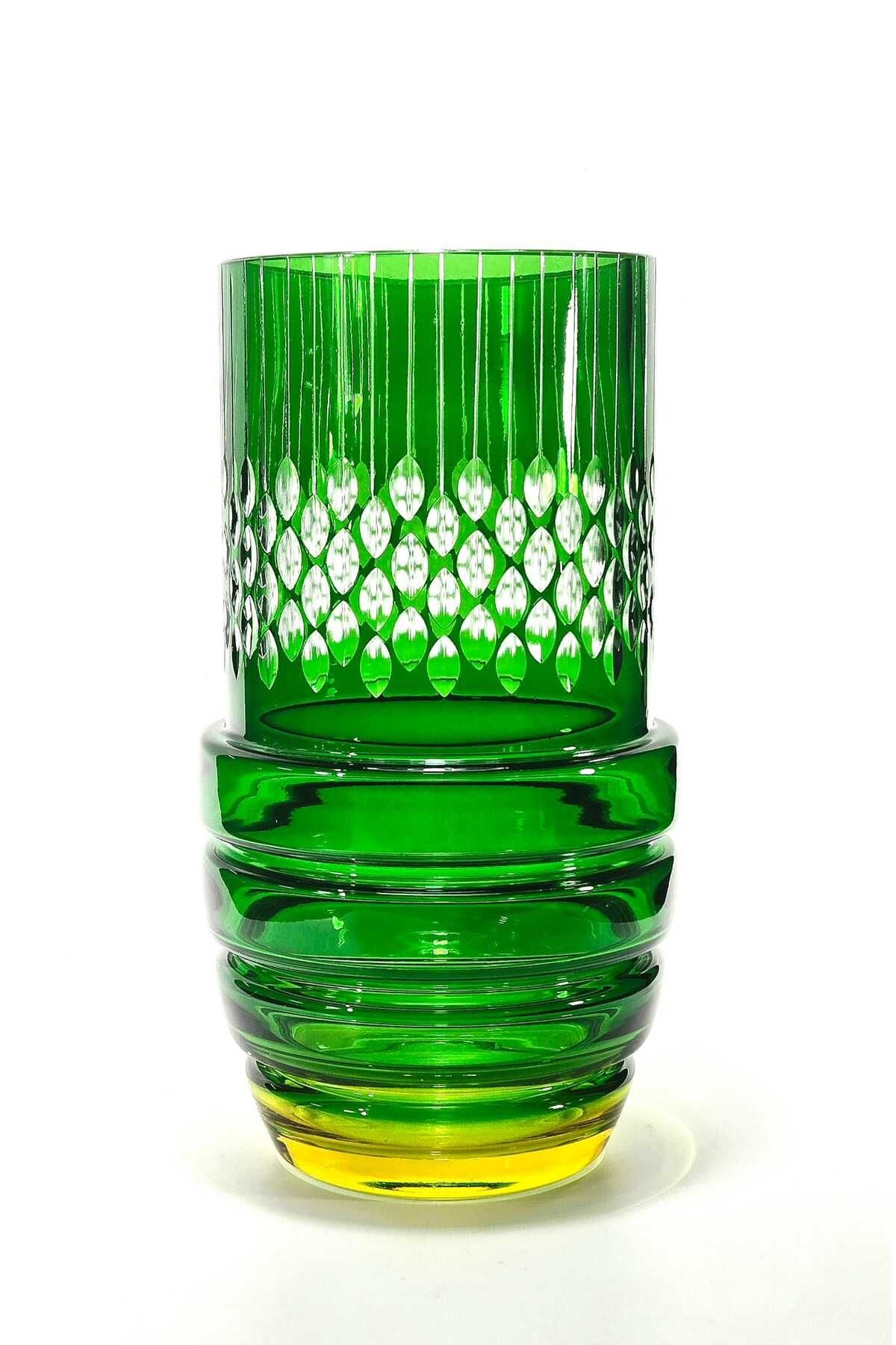 El Yapımı Kristal Kesim Bohems Damla Desenli Twis Dekoratif Vazo Bardak Hediyeli Ürün ikincil görseli