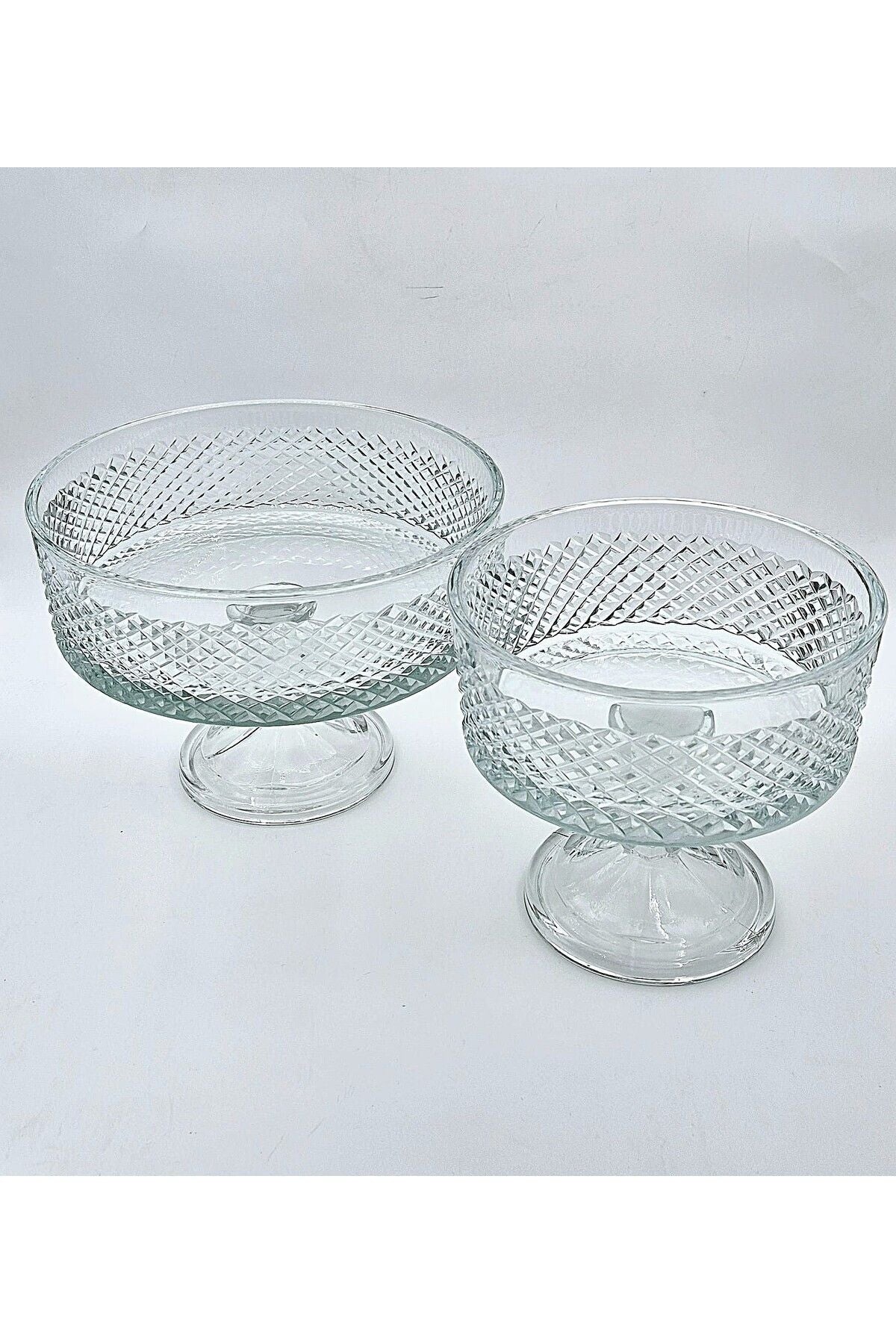KESME KRİSTAL EL İŞÇİLİĞİ 2'Lİ CAM KASE SETİ