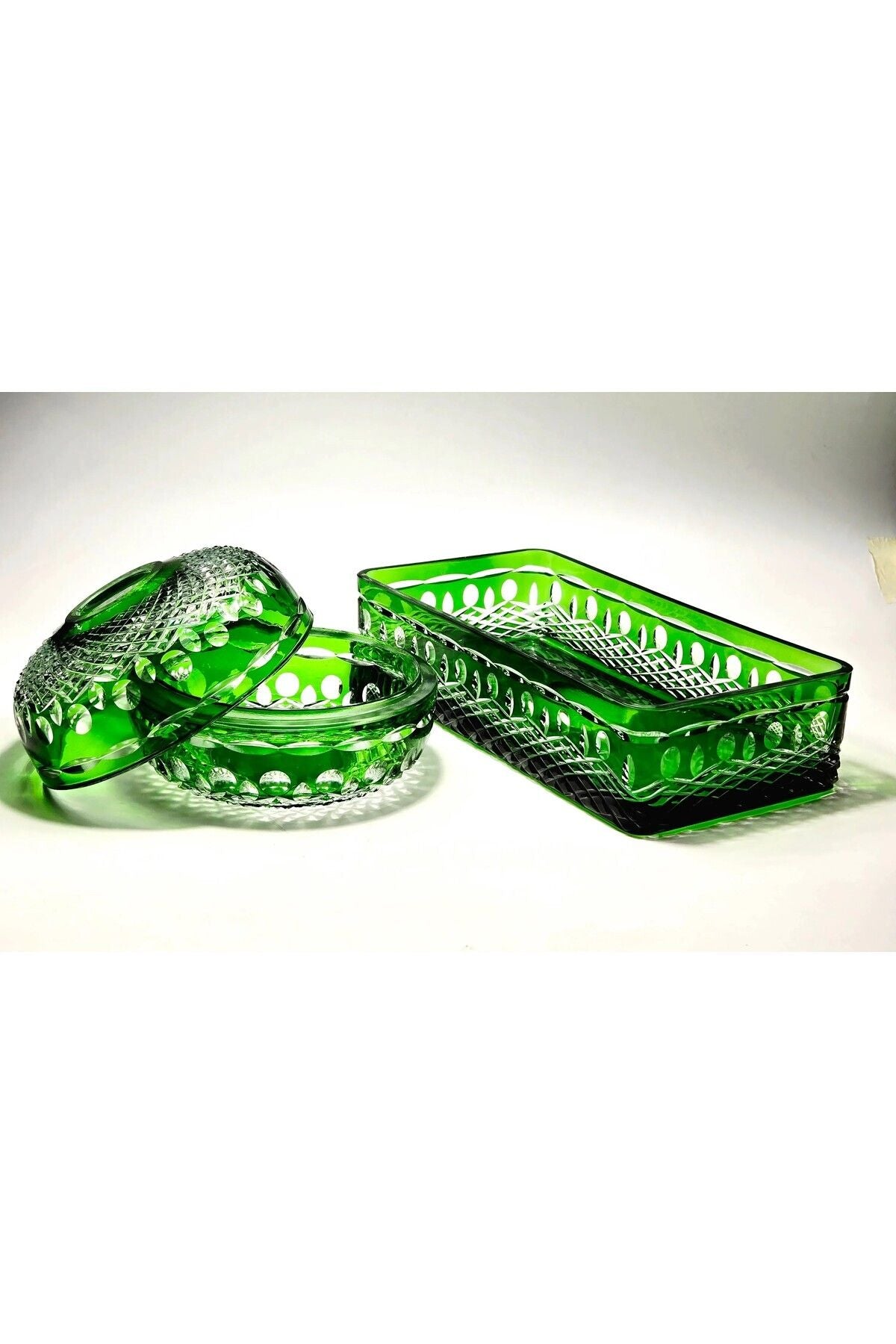 El Yapımı Kristal Baton Dekoratif Kase Sofra Dekoratif Sunum Set 2'li