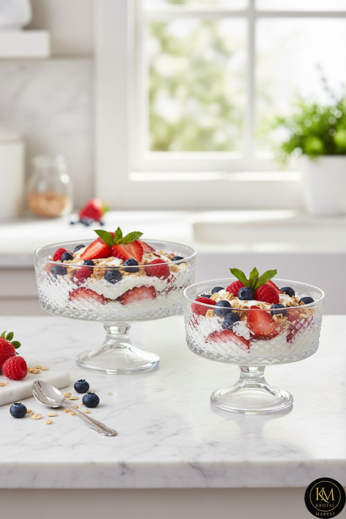 KESME KRİSTAL EL İŞÇİLİĞİ 2'Lİ CAM KASE SETİ Ürün ana görseli