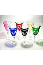 El Yapımı Kristal River Çift Renk Dekoratif Sunumluk Kadeh Seti 6'lı