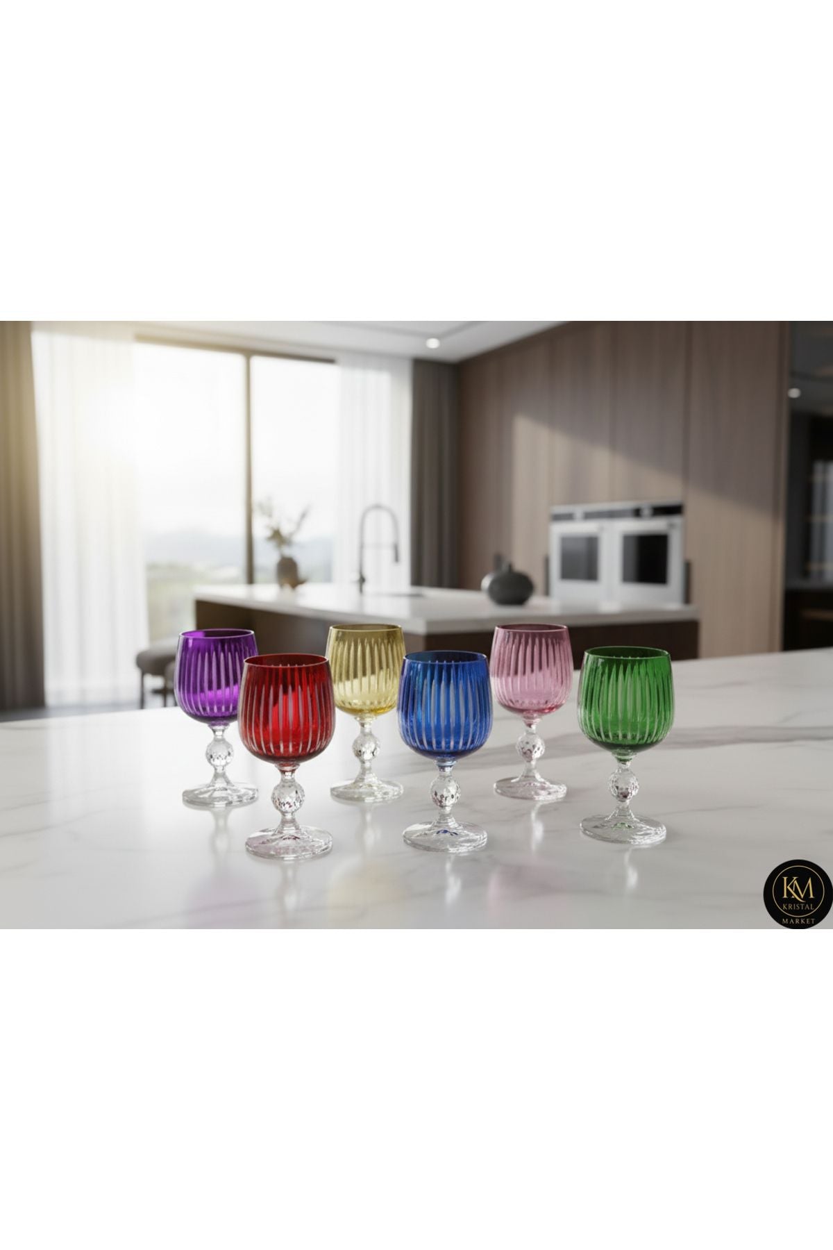 El Yapımı Kristal Pearl Desen Bardak Seti 6'lı Ürün ana görseli