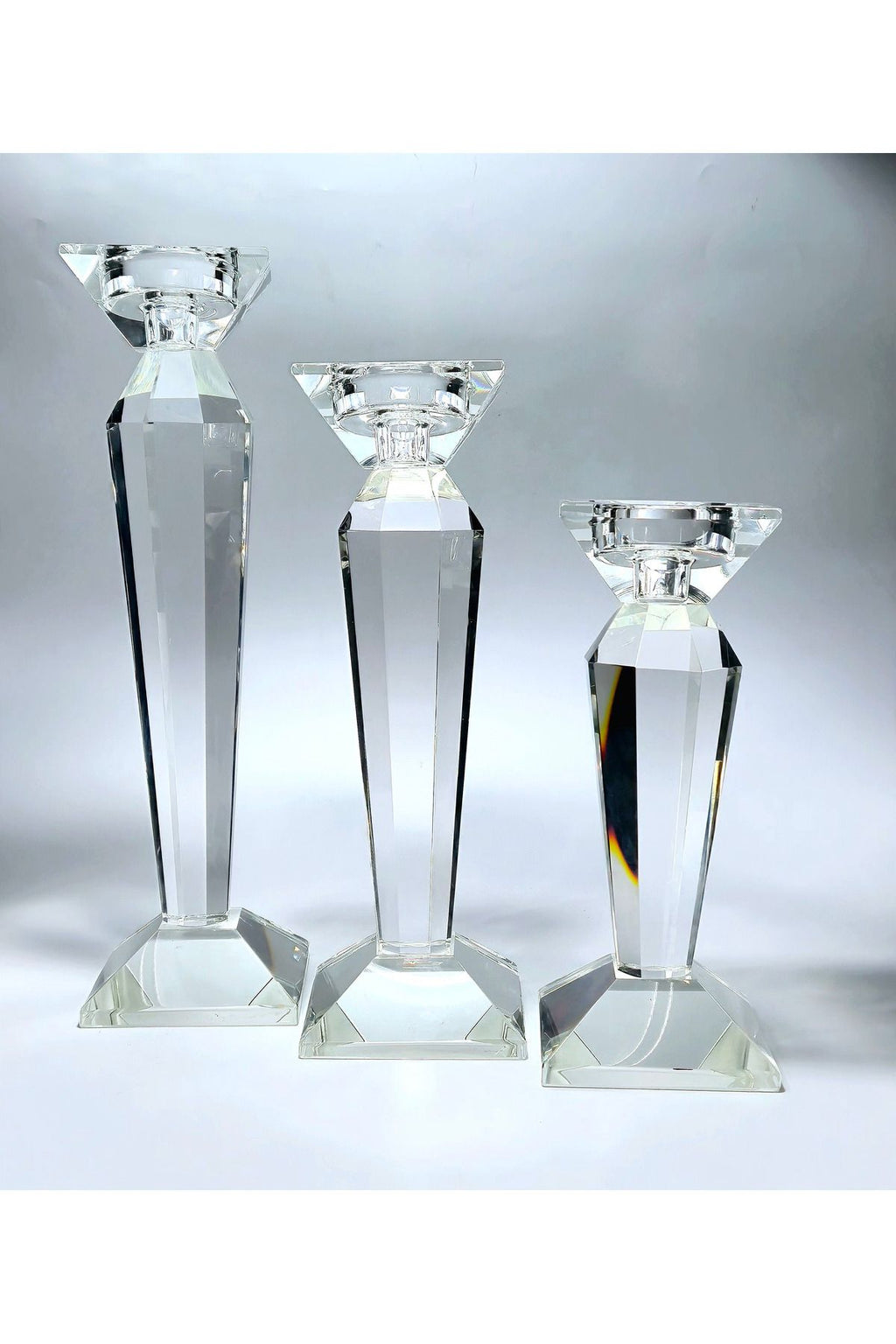 El Yapımı Kristal Lüks Mumluk Şamdan Set 3'lü