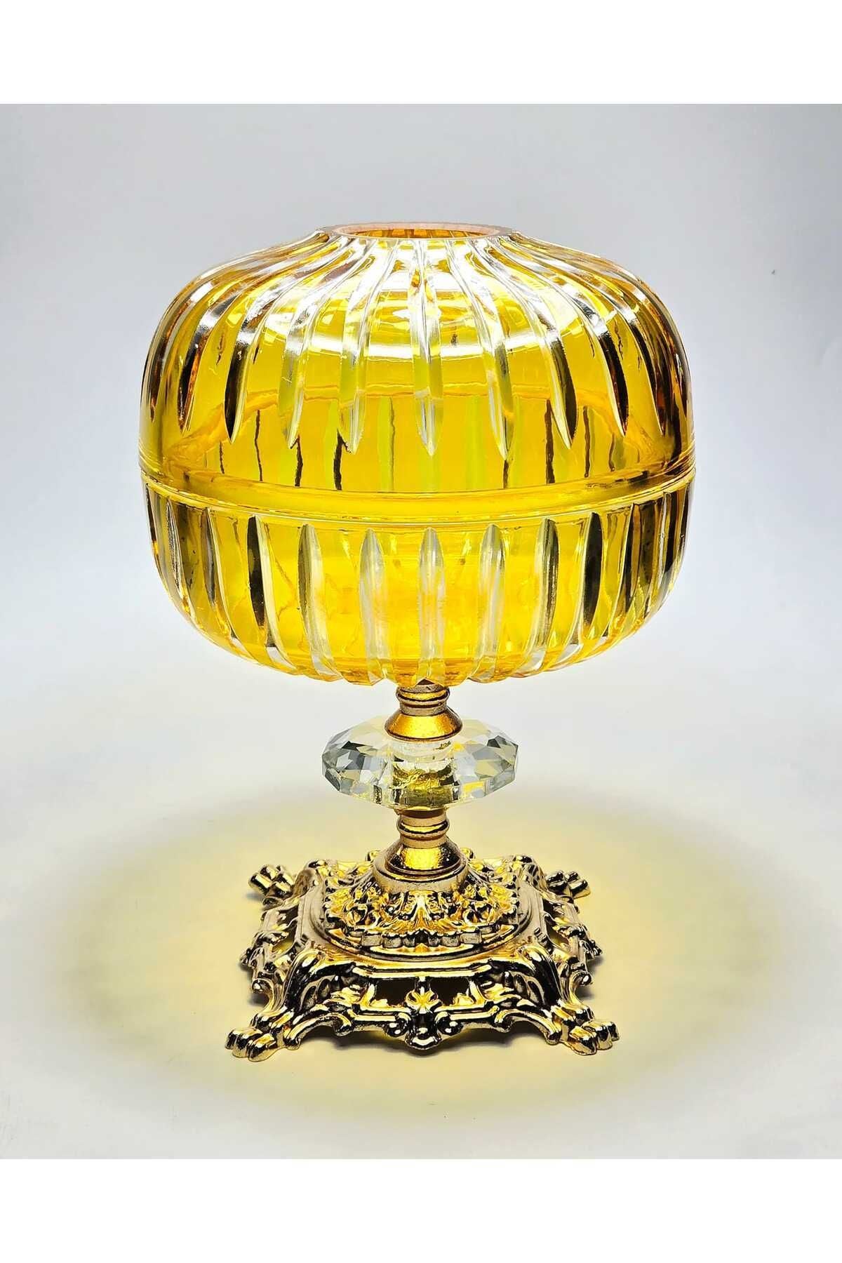 El Yapımı Kesme Kristal Vertical Desen Dekoratif Sunumluk Kapalı Peçetelik Mumluk Ürün ikincil görseli