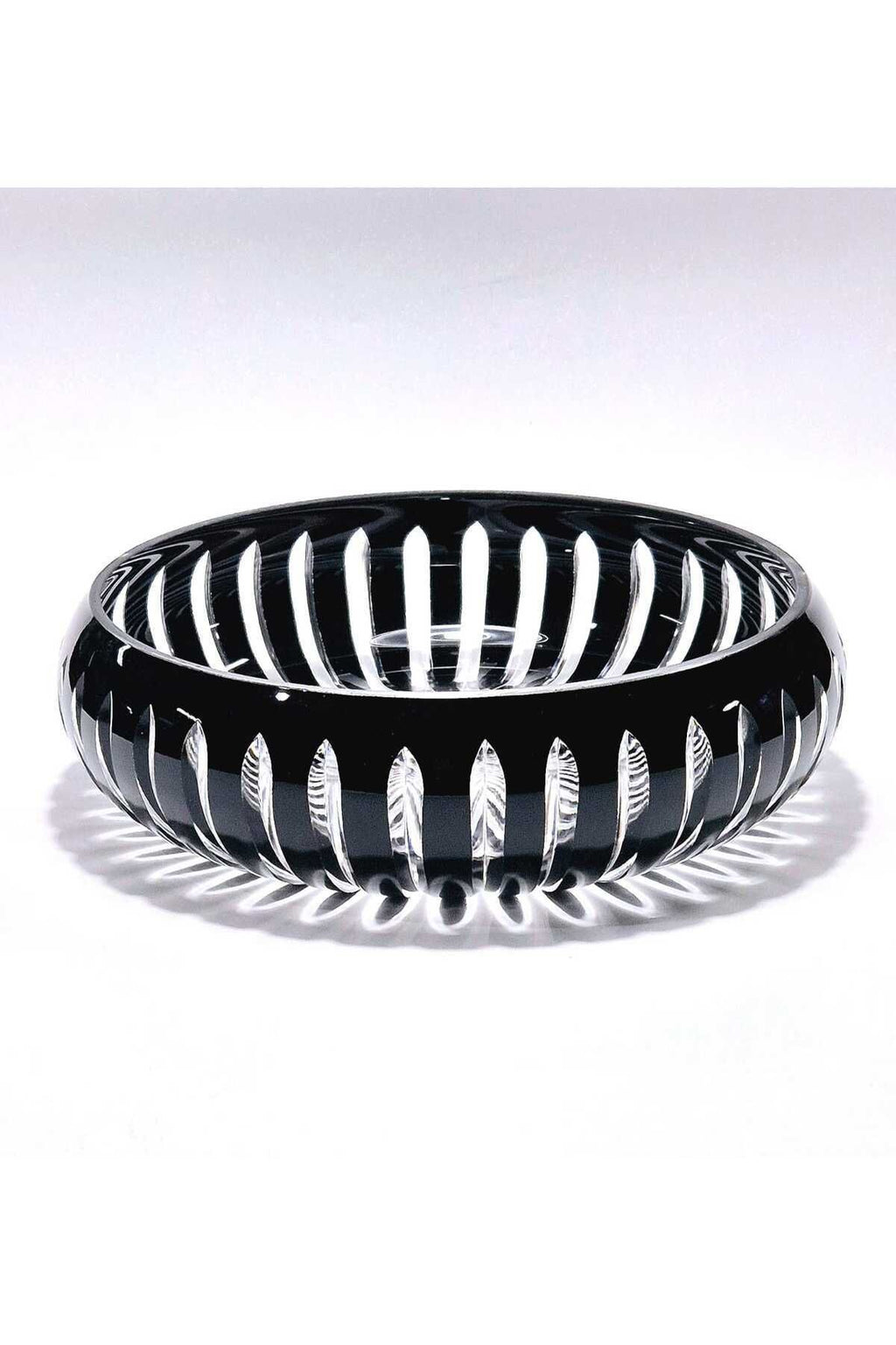 28cm Kristal Kesme Vertical Dekor Siyah Büyük Kase