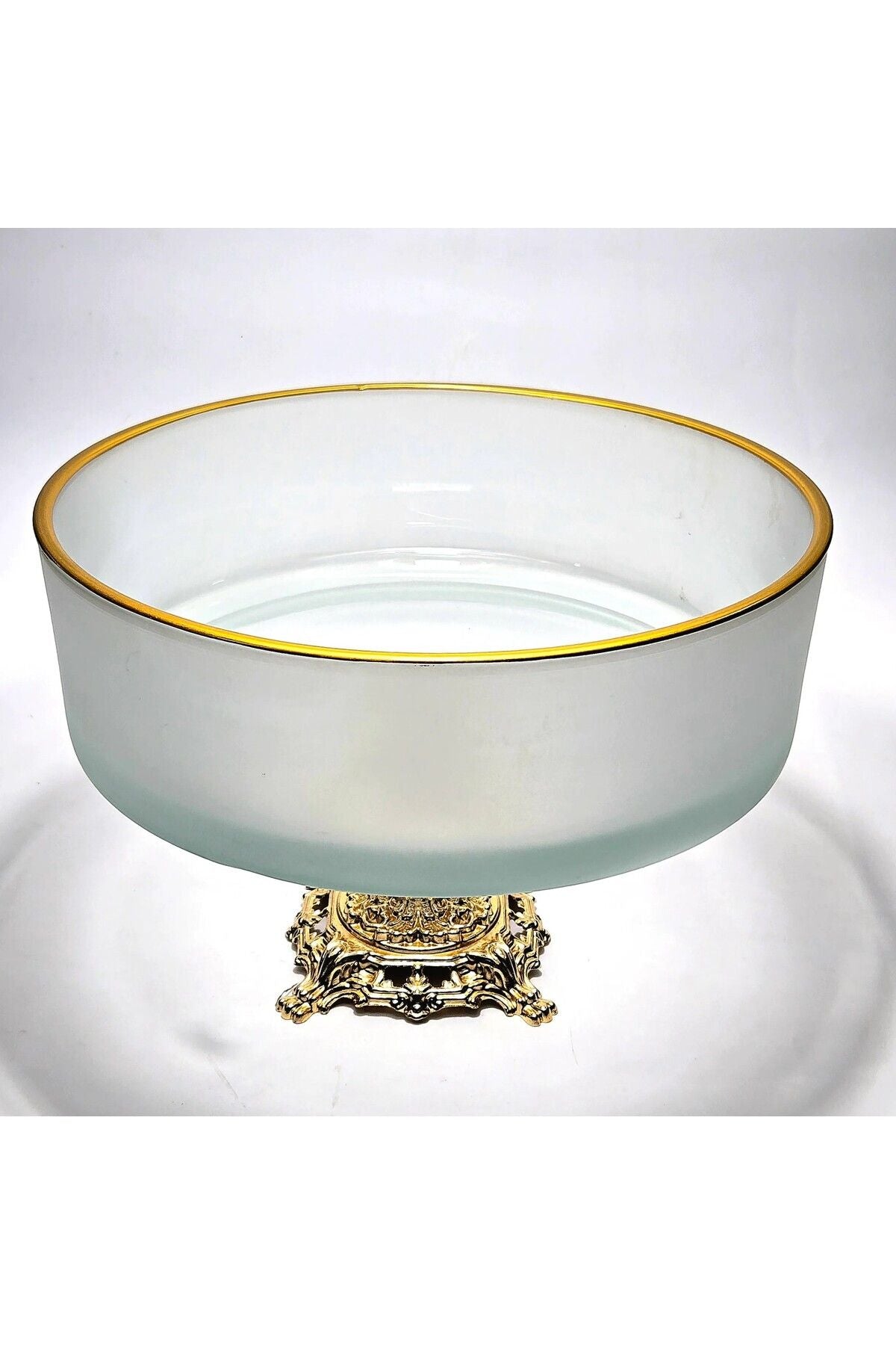 El Yapımı Kristal Gold Detay Mat Dekoratif Ayaklı Sunumluk Kase Ürün ikincil görseli