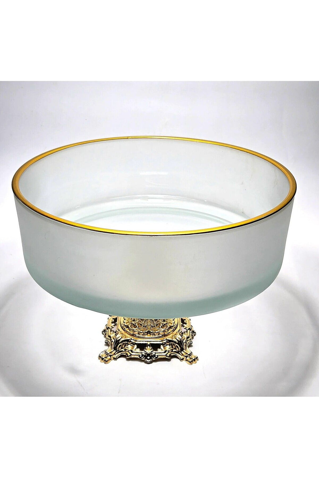 El Yapımı Kristal Gold Detay Mat Dekoratif Ayaklı Sunumluk Kase