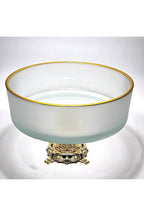 El Yapımı Kristal Gold Detay Mat Dekoratif Ayaklı Sunumluk Kase