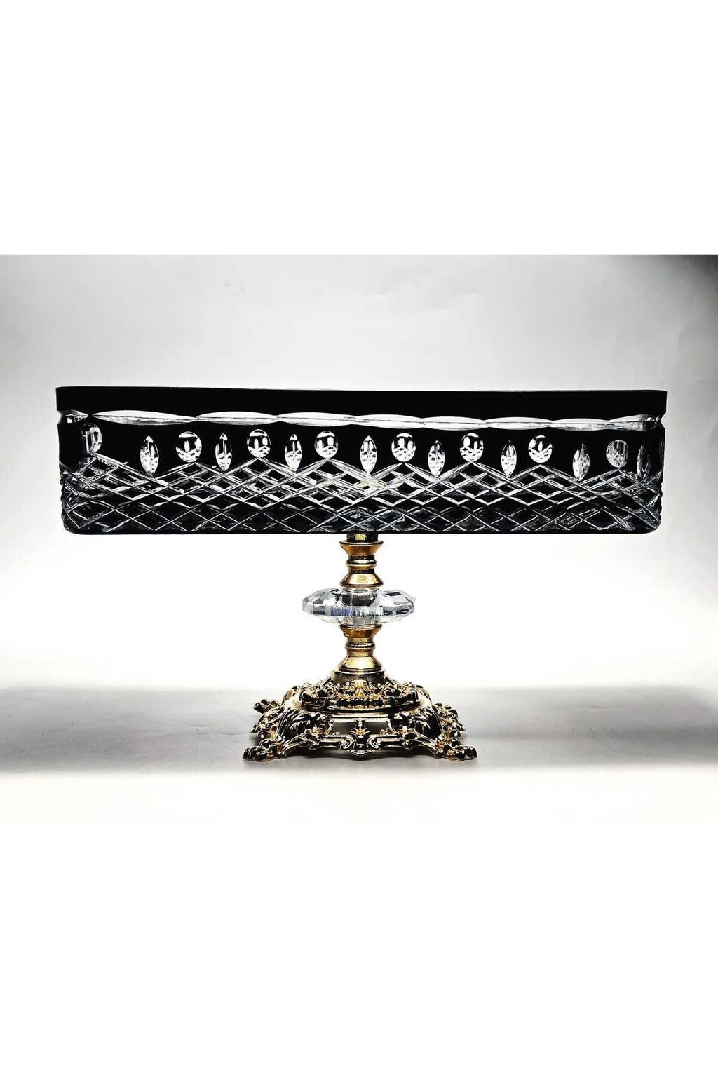 El Yapımı Kristal Royal Desenli Baton Dekoratif Sunumluk Sofra Sunum Kasesi