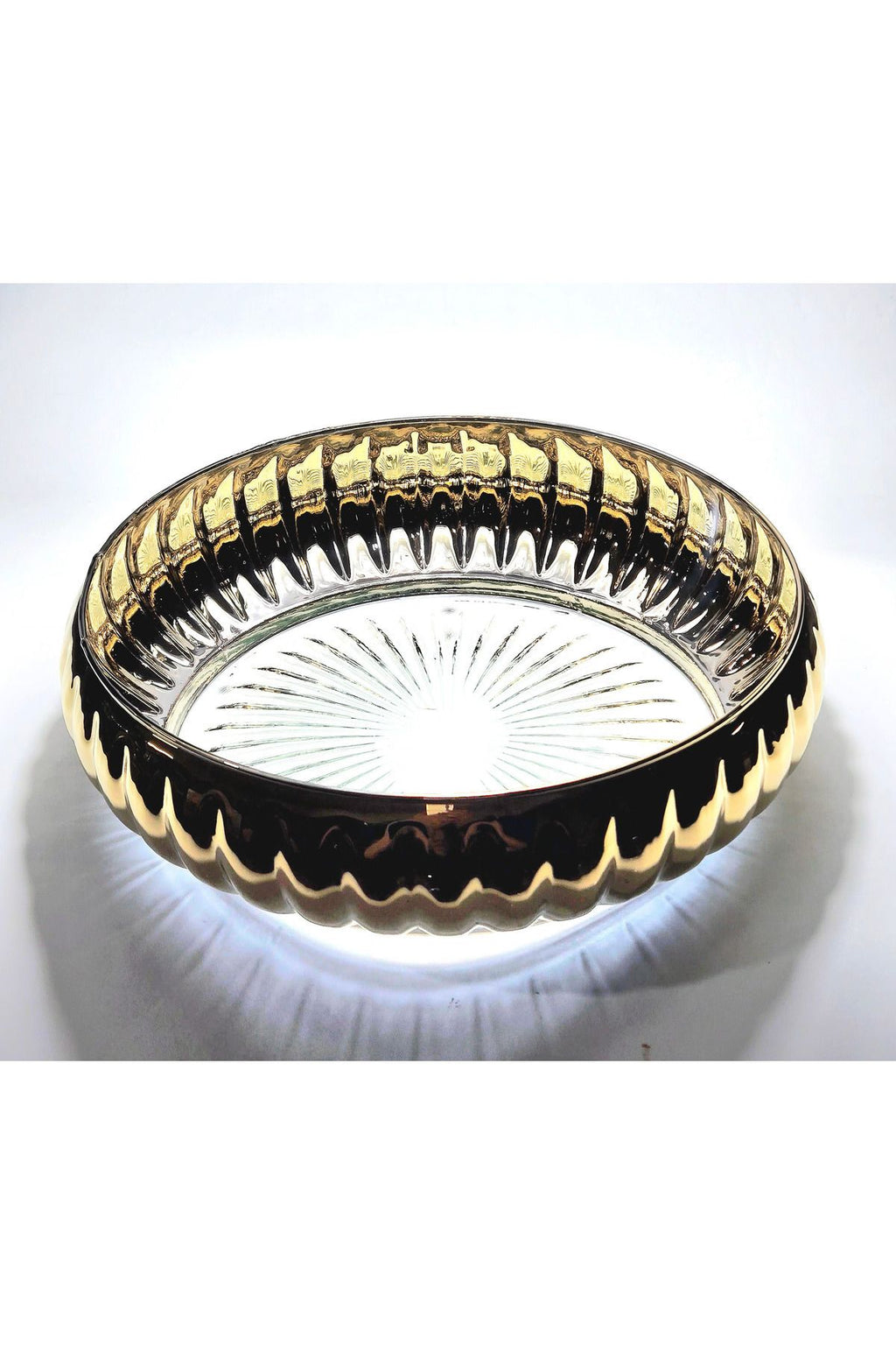 El Yapımı Titanyum Kaplama Gold Dekoratif Sunumluk Meyvelik Kase