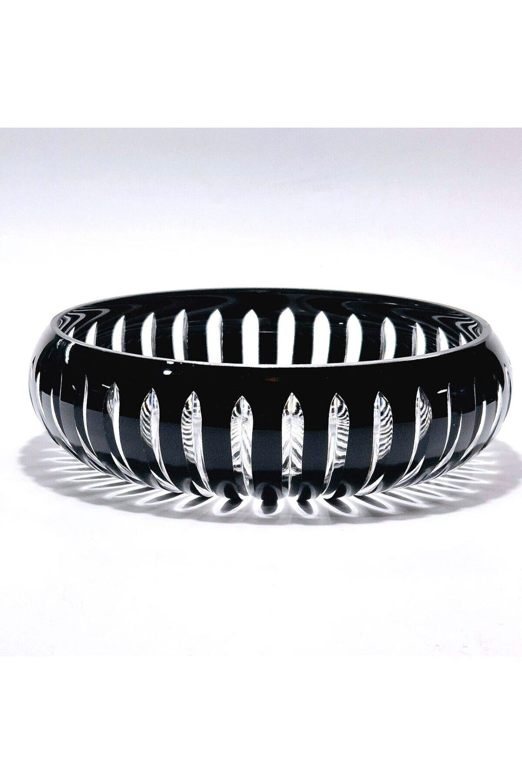 28cm Kristal Kesme Vertical Dekor Siyah Büyük Kase