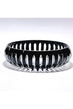 28cm Kristal Kesme Vertical Dekor Siyah Büyük Kase