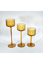 El Yapımı Kristal Damla Desen Dekoratif Mumluk Set 3'lü