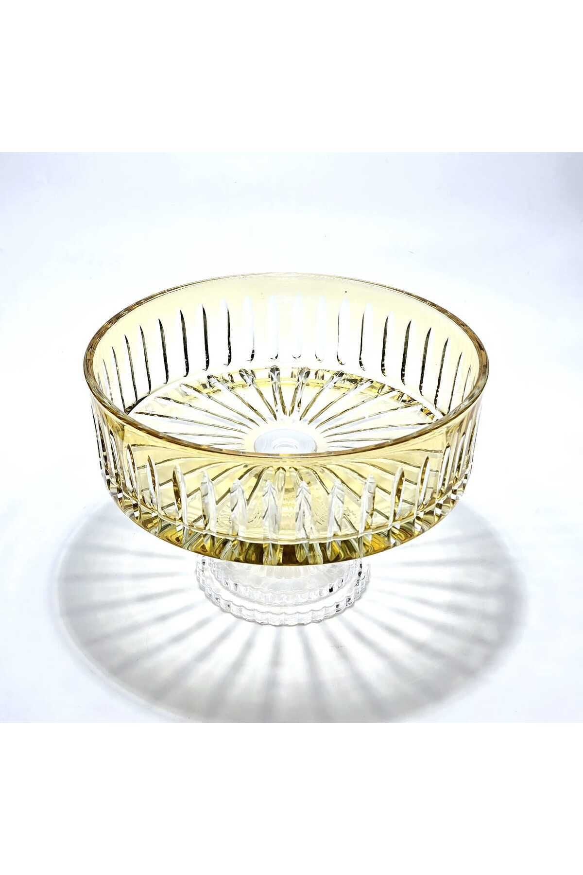 KRİSTAL KESME DEKOR SOFRA KASE SUNUMLUK MEYVELİK 25CM