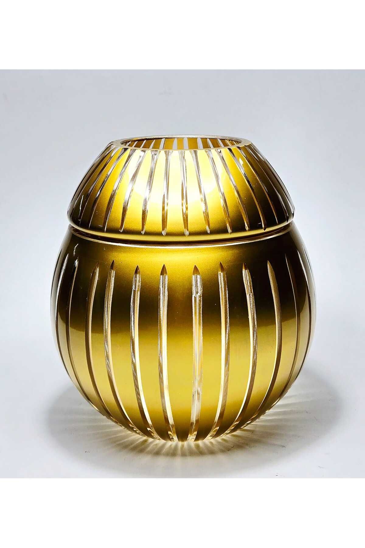 El Yapımı Kesme Kristal Pearl Küre Desen Ayaklı Dekoratif Sunumluk Kapaklı Peçetelik Mumluk Ürün ikincil görseli