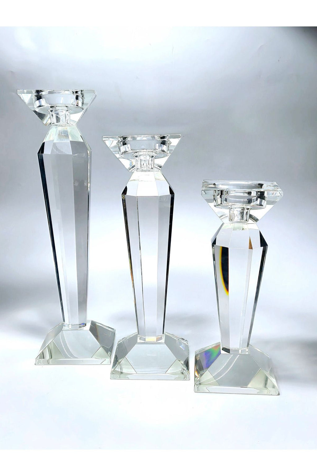 El Yapımı Kristal Lüks Mumluk Şamdan Set 3'lü